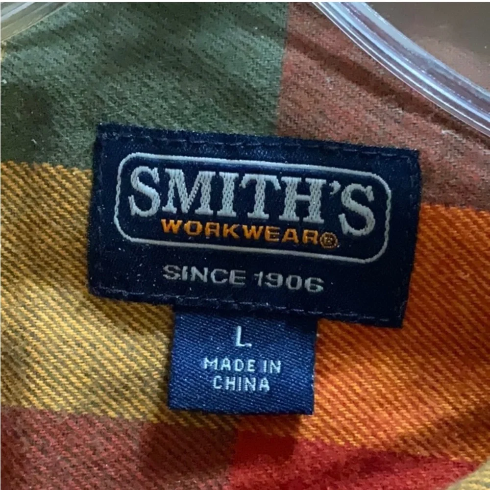 Smith’s Workwear Men’s Heavy Duty Flannel Shirt Sz Large - Picture 7 of 10